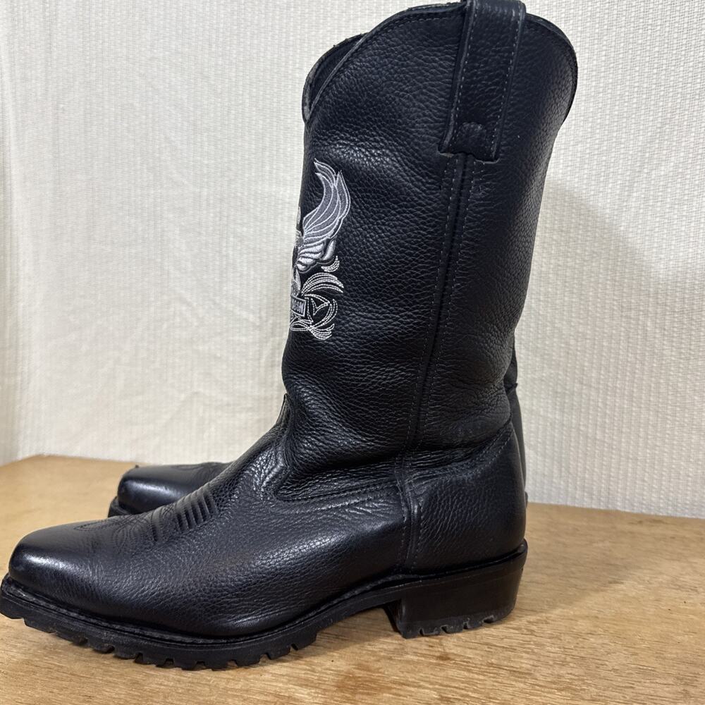 Harley-Davidson Leather Motorcycle Boots Men’s Size 11 Black Eagle Western Biker - Picture 7 of 15